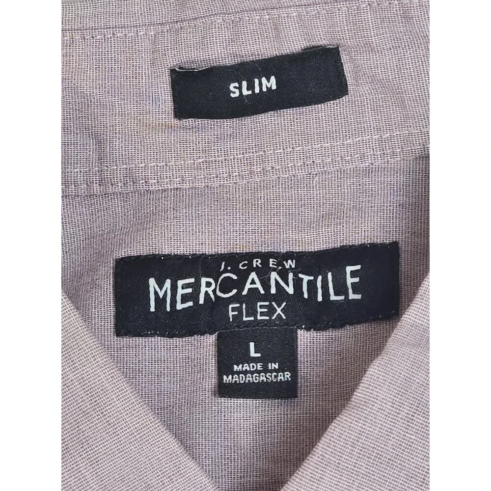 J Crew Men's Heathered Pink Slim Mercantile Flex Long Sleeve Button Up Shirt - L